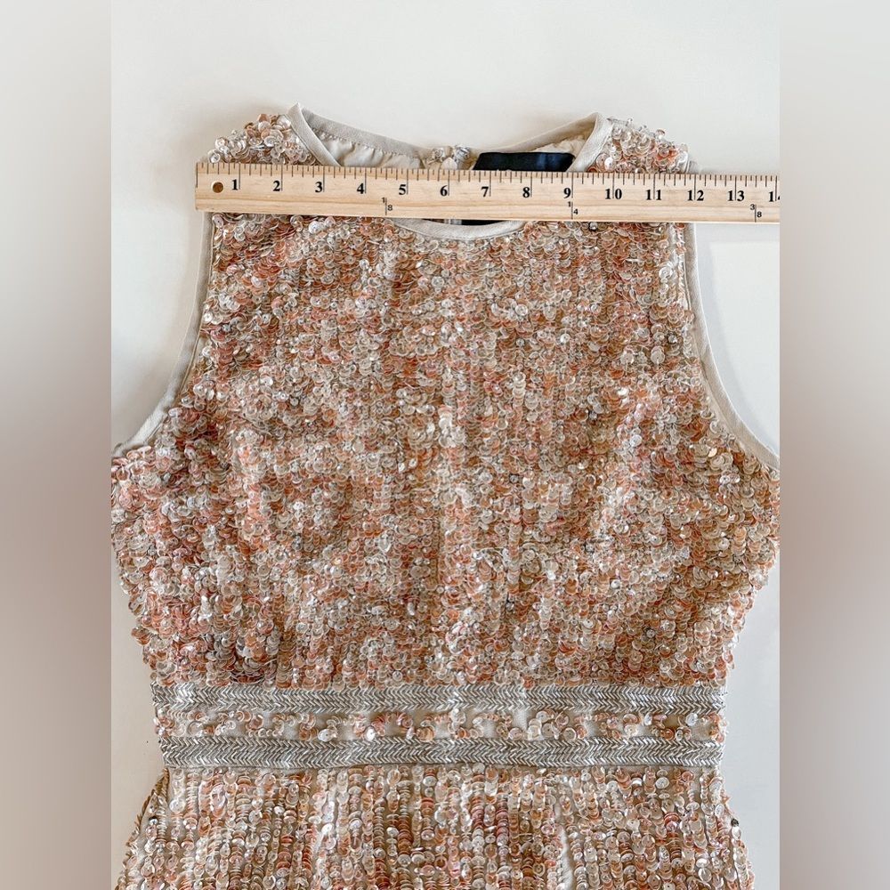 $398 Mac Duggal 10509 Midi Sheath SequinCocktail Dress in Nude 214/090 - Picture 7 of 15
